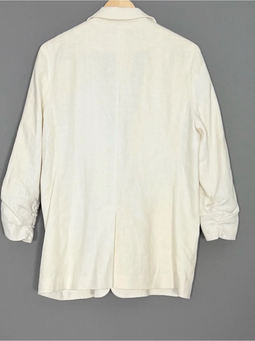 Michael Michael Kors 100% Linen Blazer White Ruched Sleeve Womens 12